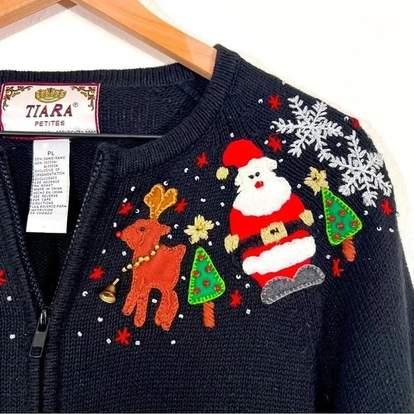 Tiara Christmas Santa and Reindeer Cardigan - Picture 3 of 5